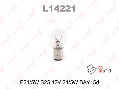 Лампа накаливания P21/5W 12V L14221 BAY15D LYNXauto L14221