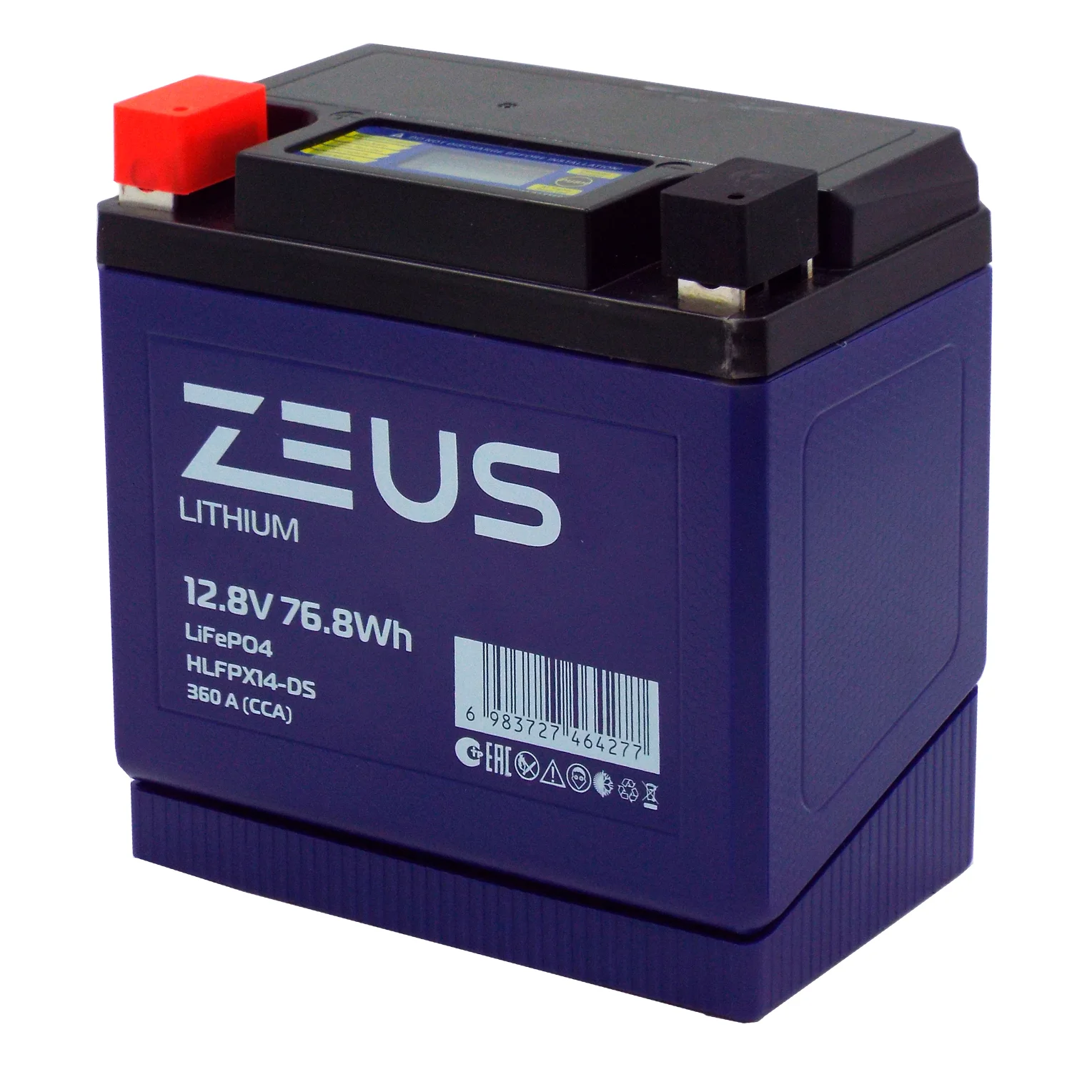 Аккумулятор ZEUS LITHIUM HLFPX14-DS 76.8Wh 6 Ач п.п. (тип YTX14-BS) Фото 1