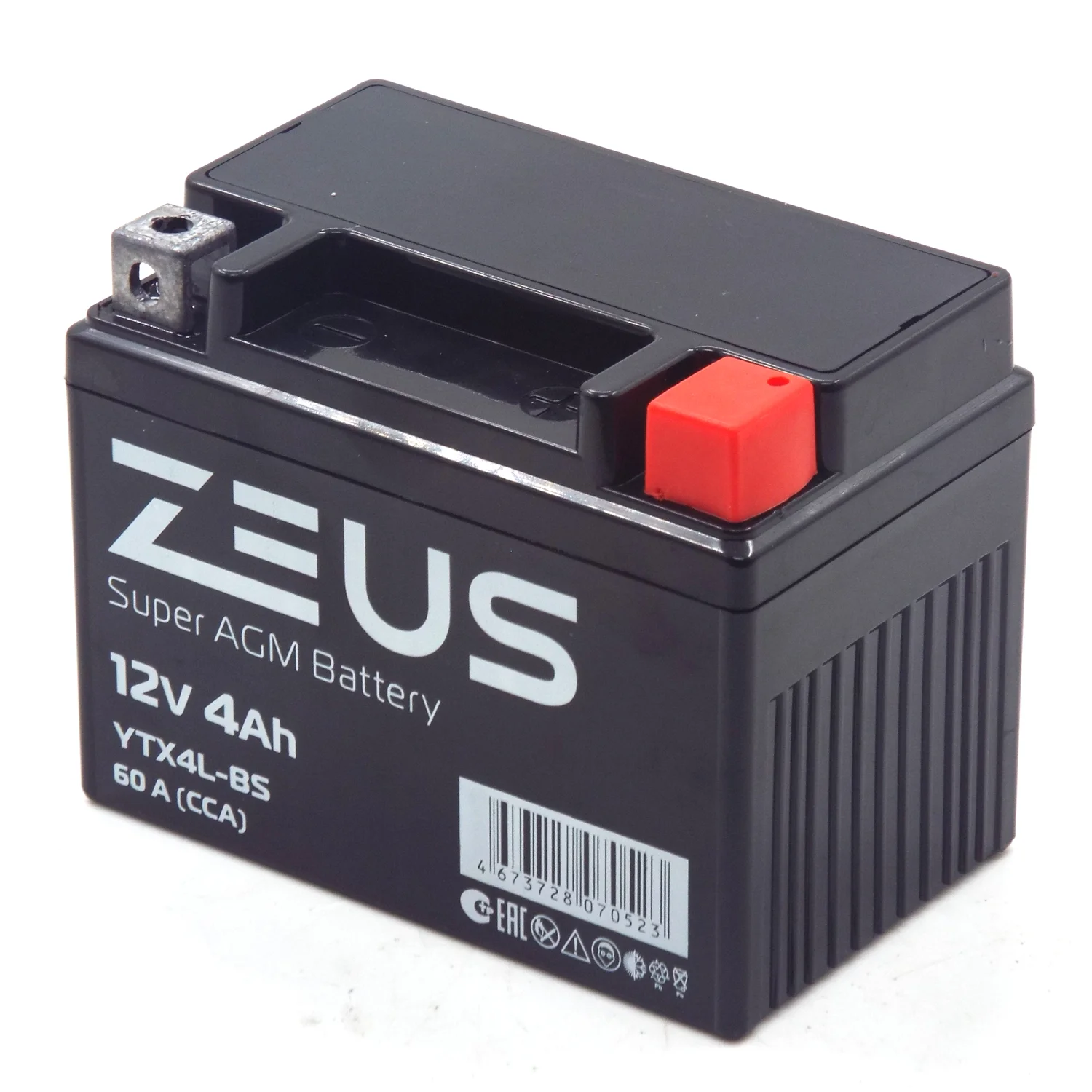 Аккумулятор ZEUS SUPER AGM 4 Ач о.п. (YTX4L-BS) Фото 1