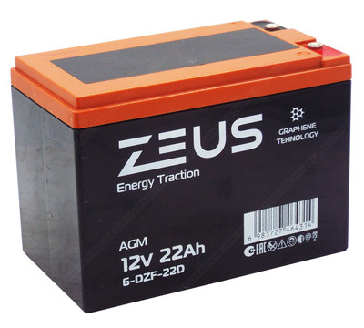 Аккумулятор ZEUS 6-DZF-22D (12V22Ah) тяговый