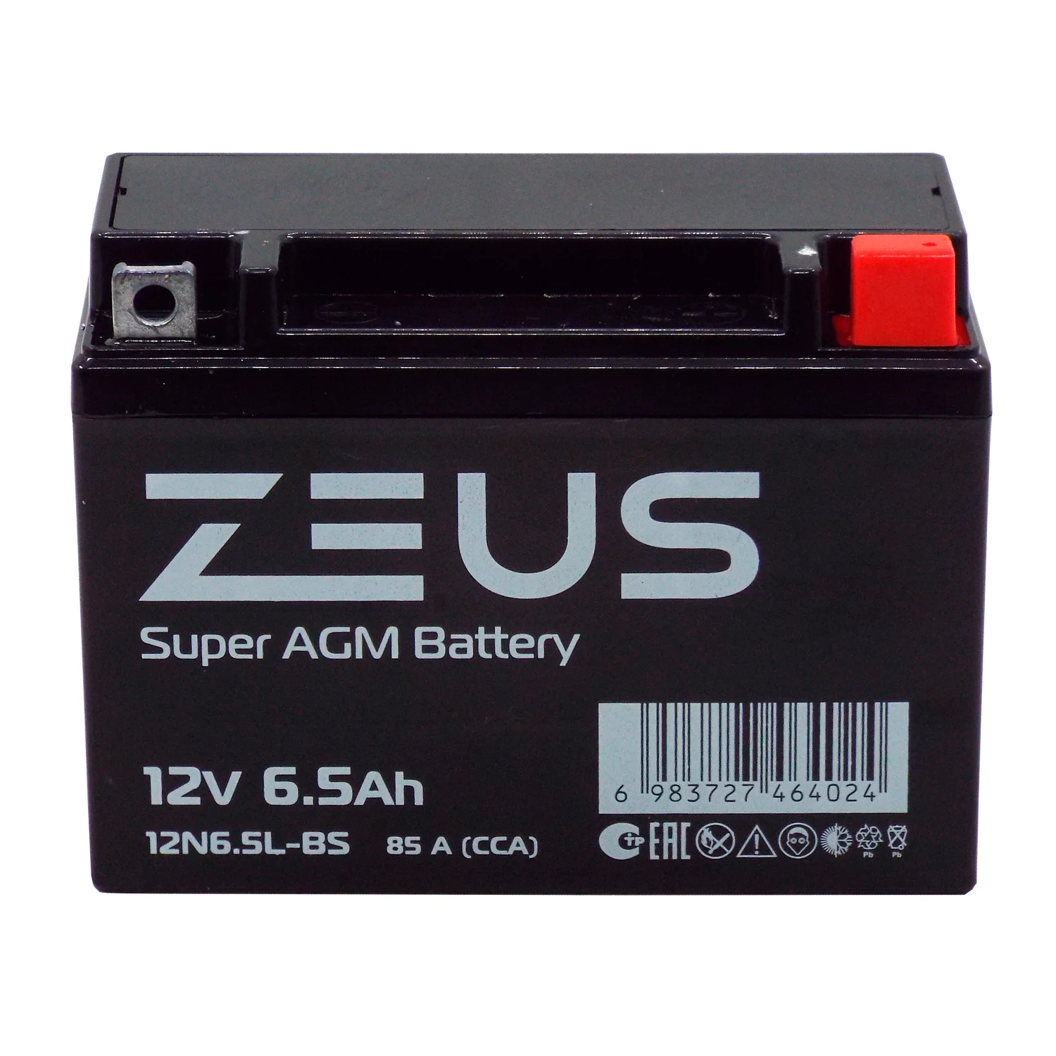 Аккумулятор ZEUS SUPER AGM 6.5 Ач о.п. (12N6.5L-BS) Фото 1
