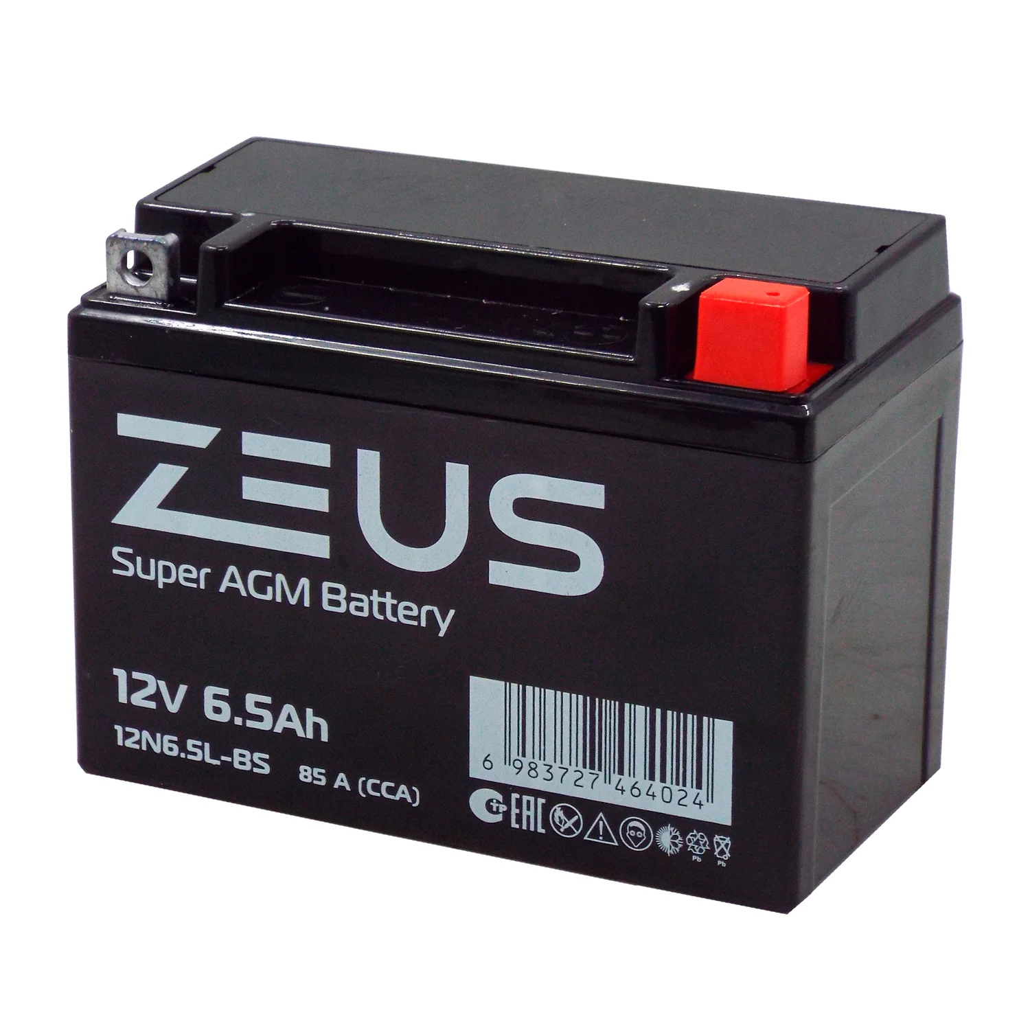 Аккумулятор ZEUS SUPER AGM 6.5 Ач о.п. (12N6.5L-BS) Фото 1