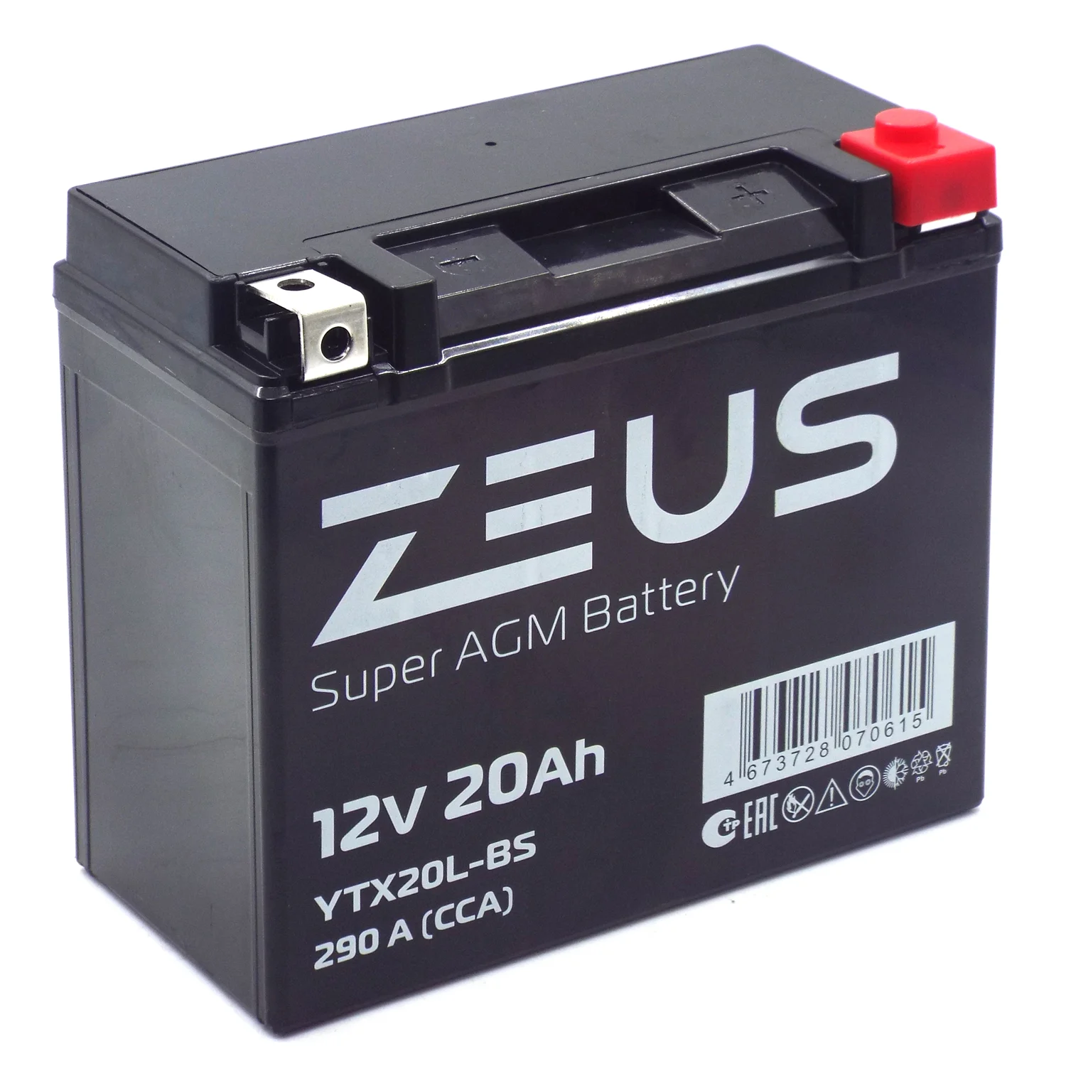 Аккумулятор ZEUS SUPER AGM 20 Ач о.п. (YTX20L-BS)