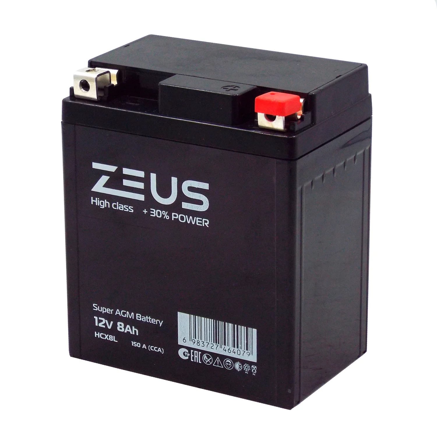 Аккумулятор ZEUS HIGH CLASS AGM 8 Ач о.п. (HCX8L) Фото 1