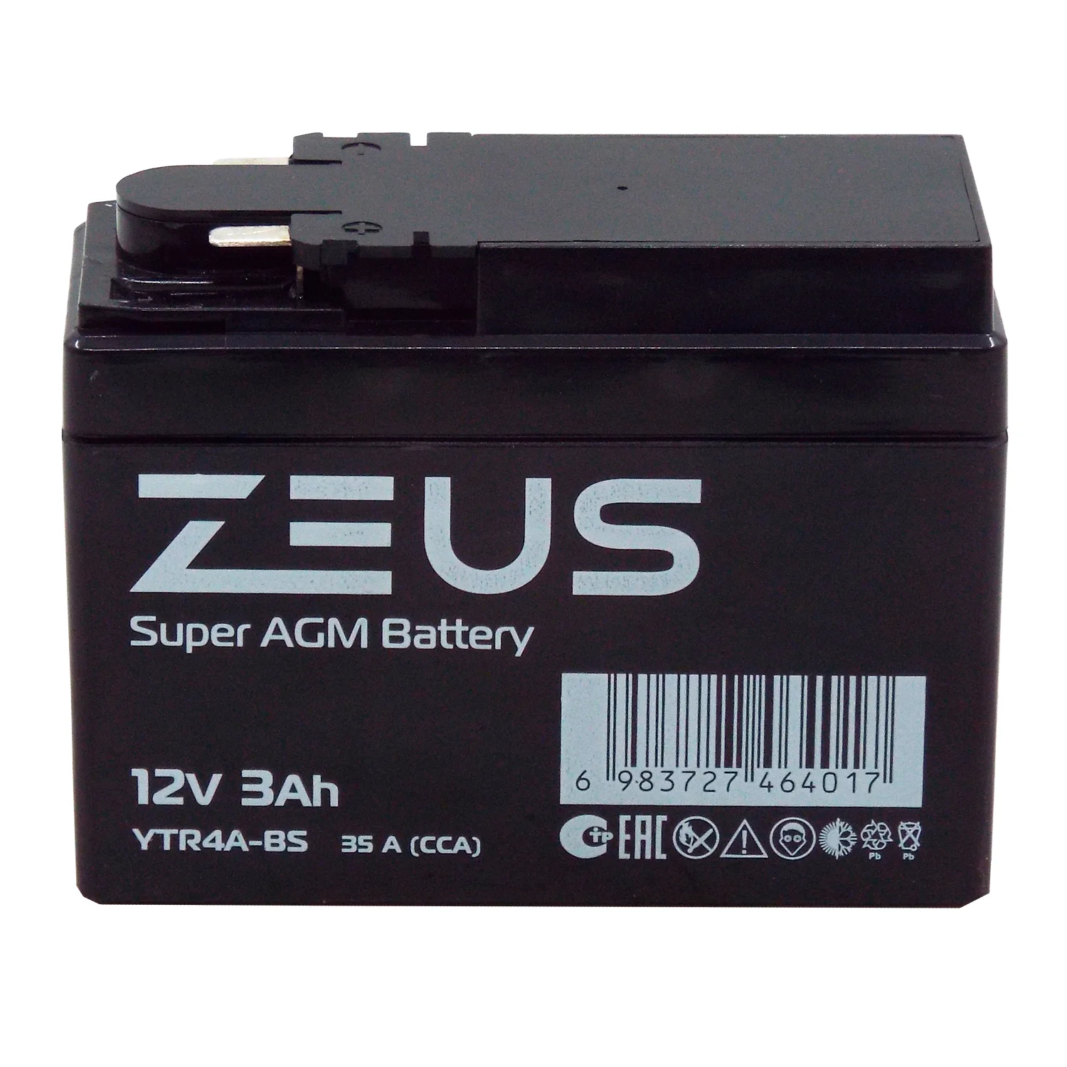 Аккумулятор ZEUS SUPER AGM 3 Ач о.п. (YTR4A-BS) Фото 1