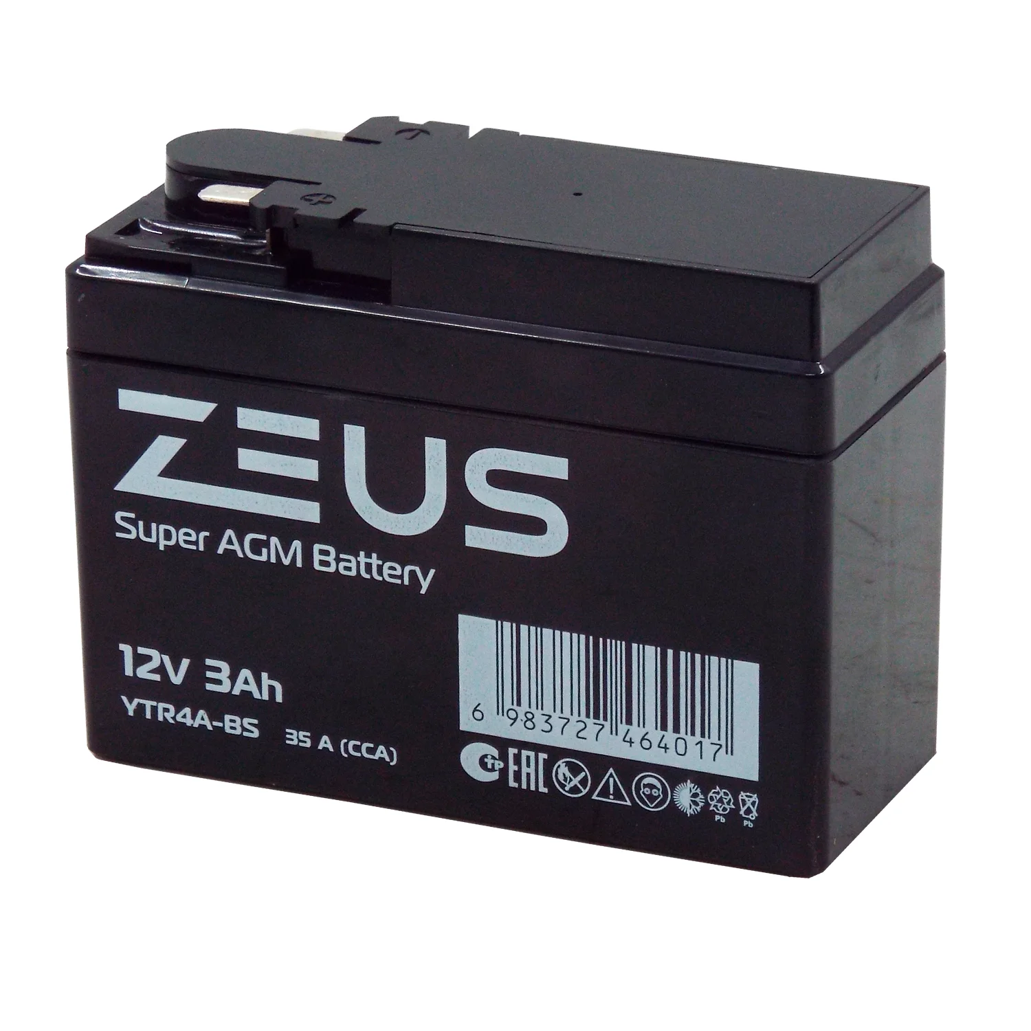 Аккумулятор ZEUS SUPER AGM 3 Ач о.п. (YTR4A-BS) Фото 1