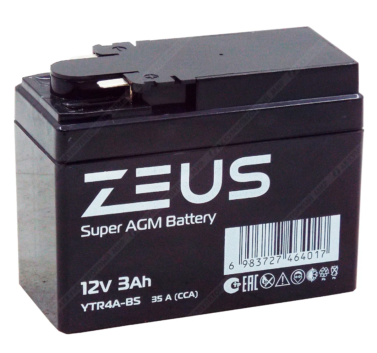 Аккумулятор ZEUS SUPER AGM 3 Ач о.п. (YTR4A-BS)