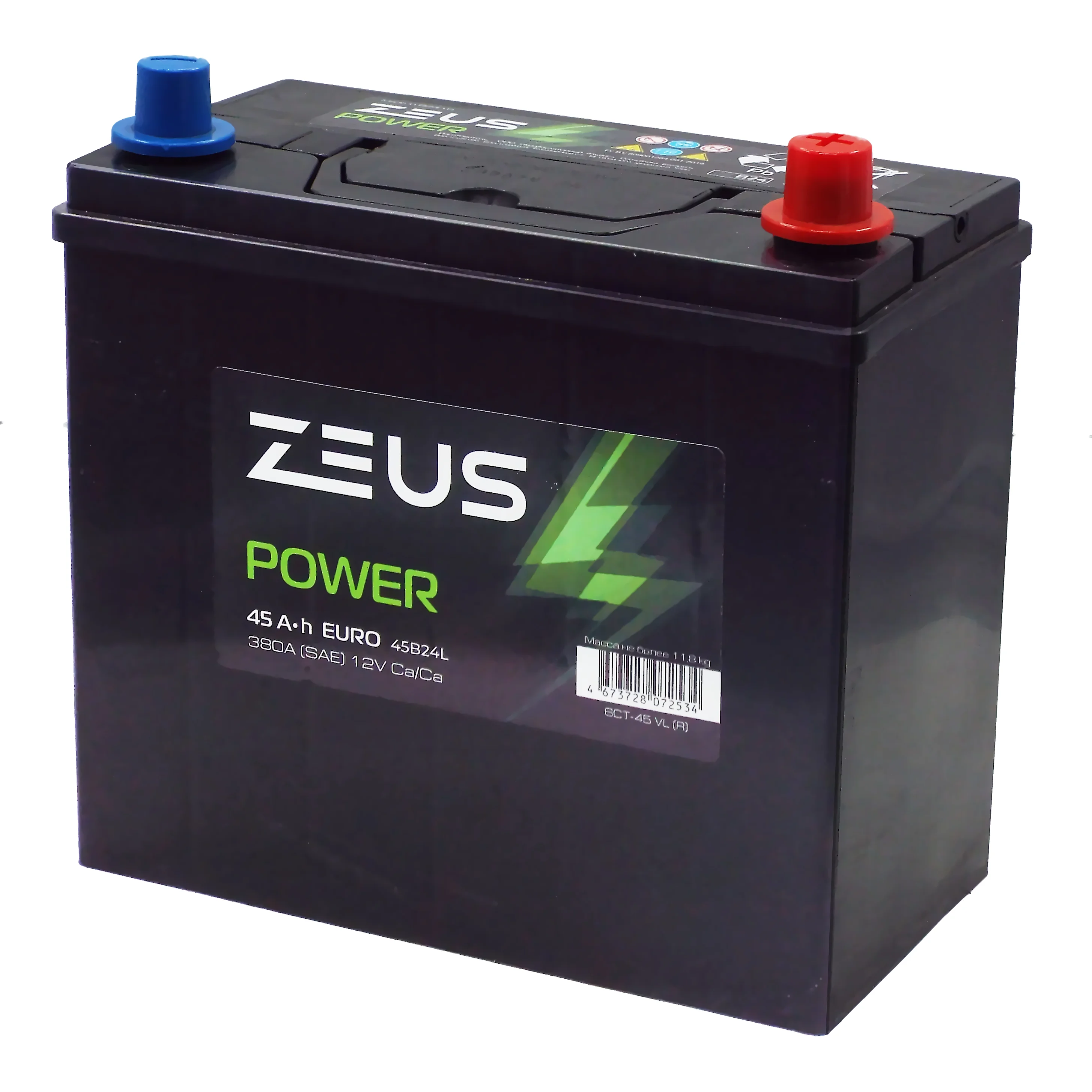 Аккумулятор ZEUS POWER Asia 45B24L 45 Ач о.п. Фото 1