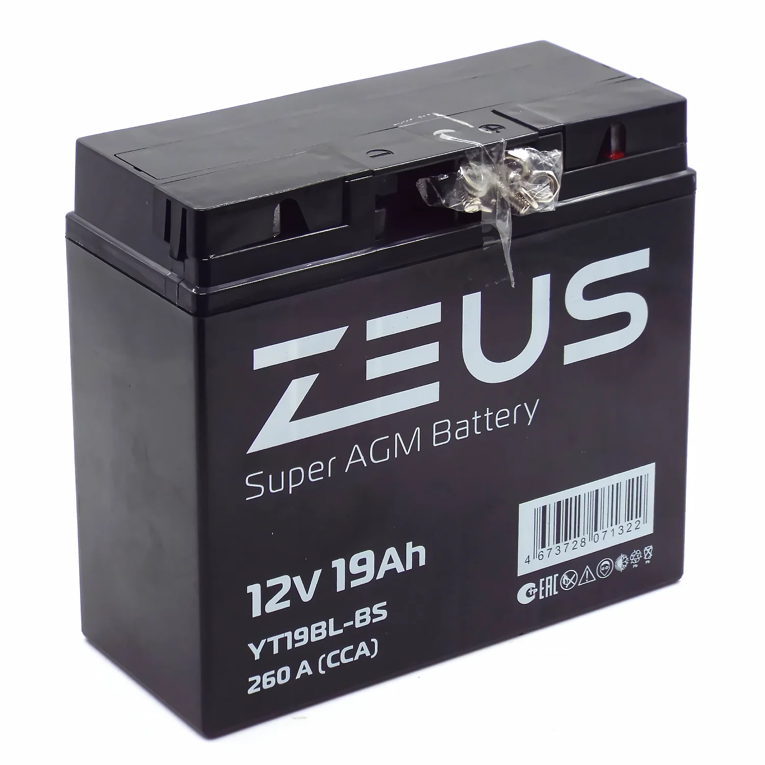 Аккумулятор ZEUS SUPER AGM 19 Ач о.п. (YT19BL-BS)