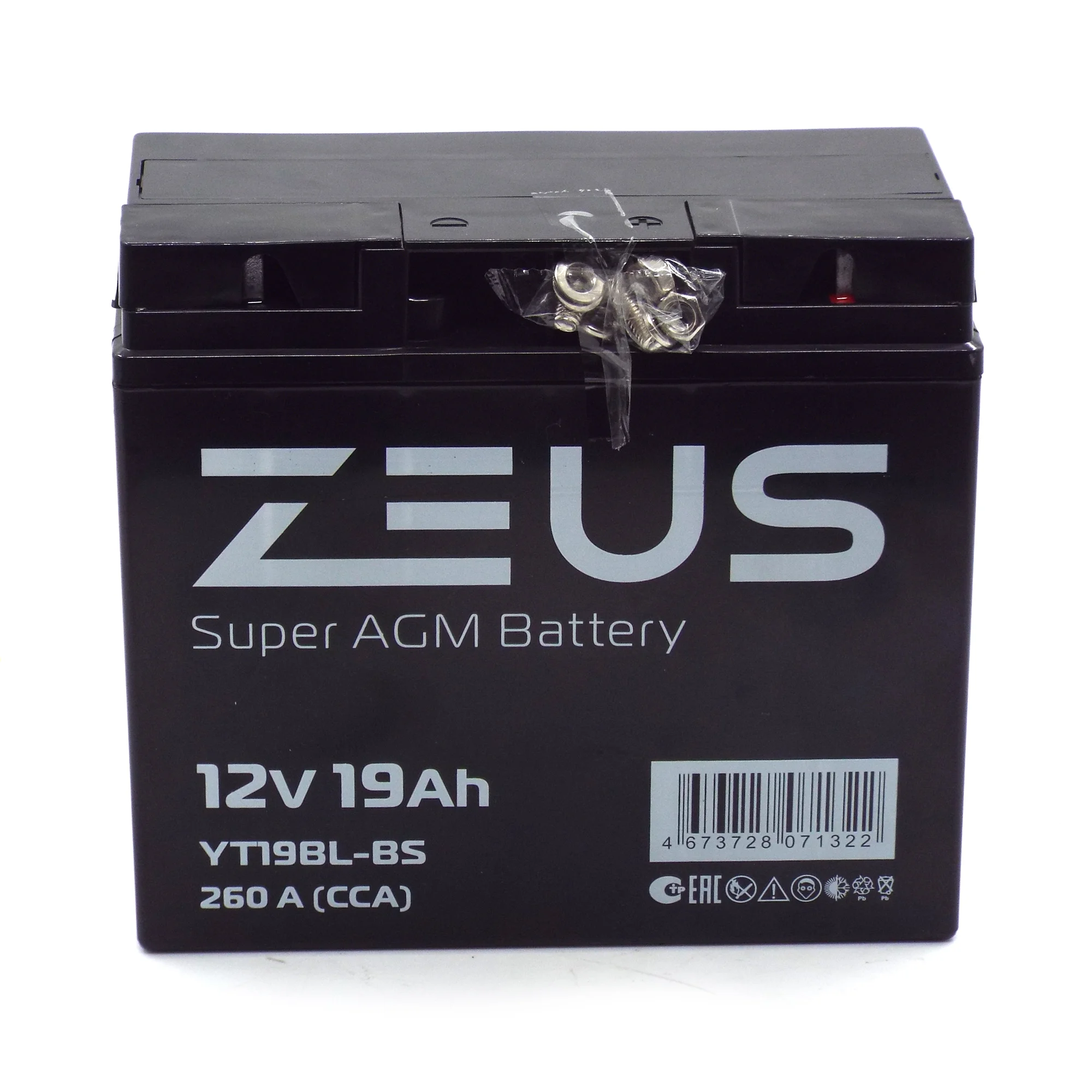 Аккумулятор ZEUS SUPER AGM 19 Ач о.п. (YT19BL-BS) Фото 1