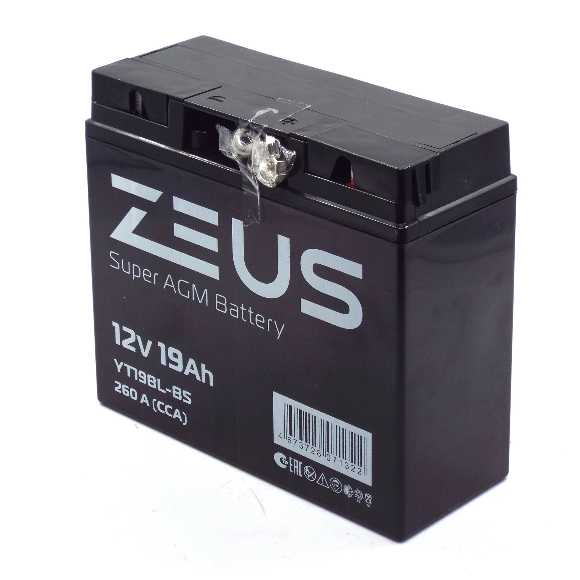 Аккумулятор ZEUS SUPER AGM 19 Ач о.п. (YT19BL-BS) Фото 1