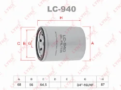 Фильтр масляный LYNX LC-940 (W610/1, GB-1145, SM106) SUZUKI Фото 1