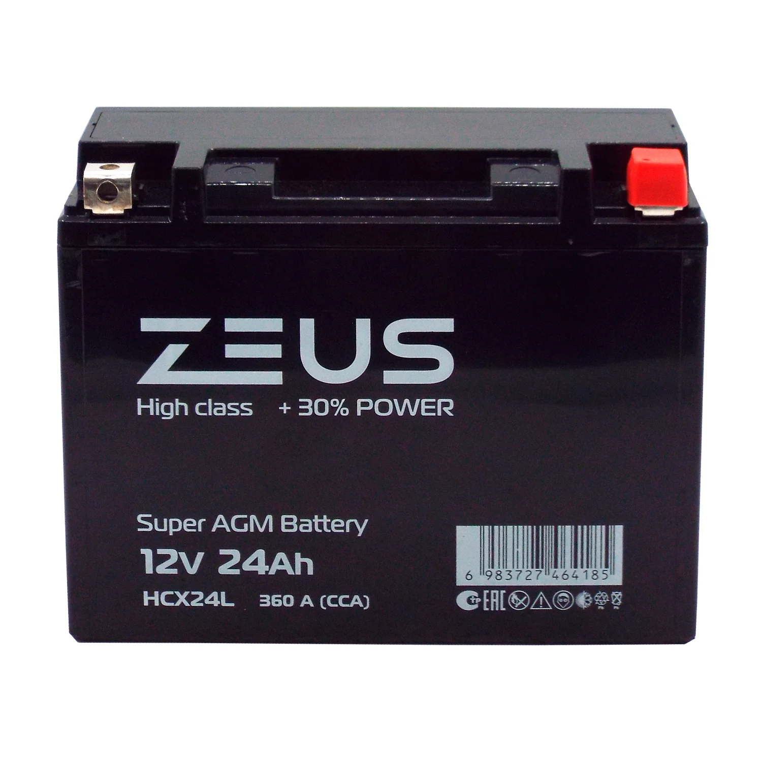 Аккумулятор ZEUS HIGH CLASS AGM 24 Ач о.п. (HCX24L) Фото 1