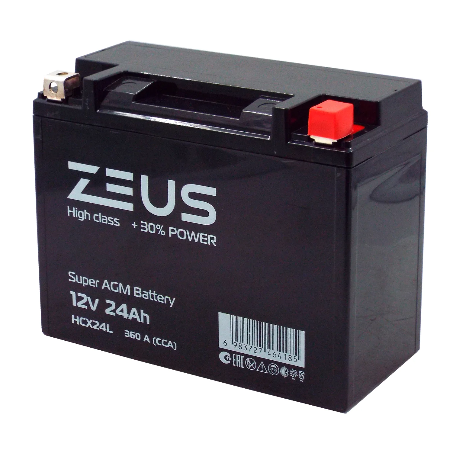 Аккумулятор ZEUS HIGH CLASS AGM 24 Ач о.п. (HCX24L) Фото 1