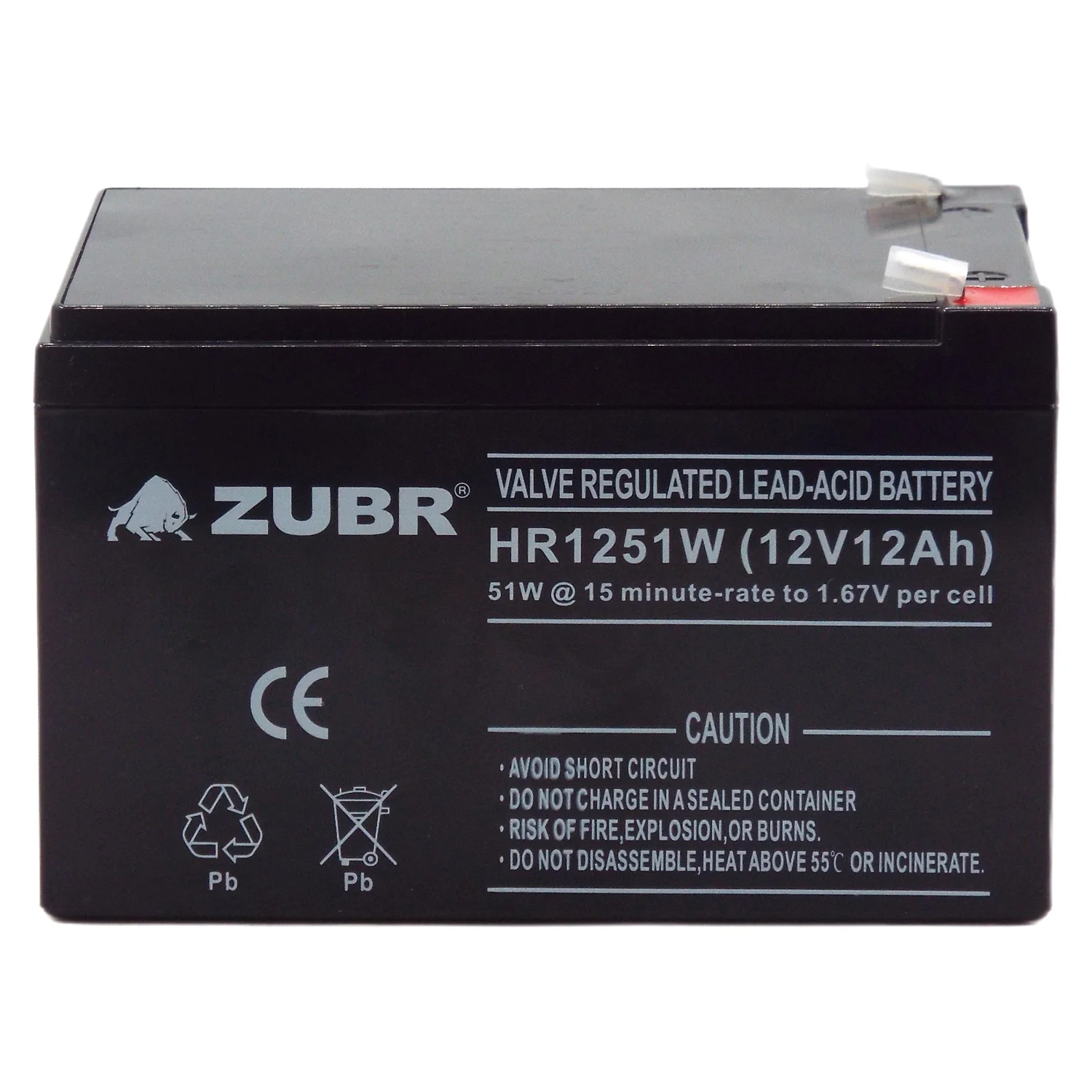 Аккумулятор ZUBR HR1251W (12V12Ah) универсальный Фото 1