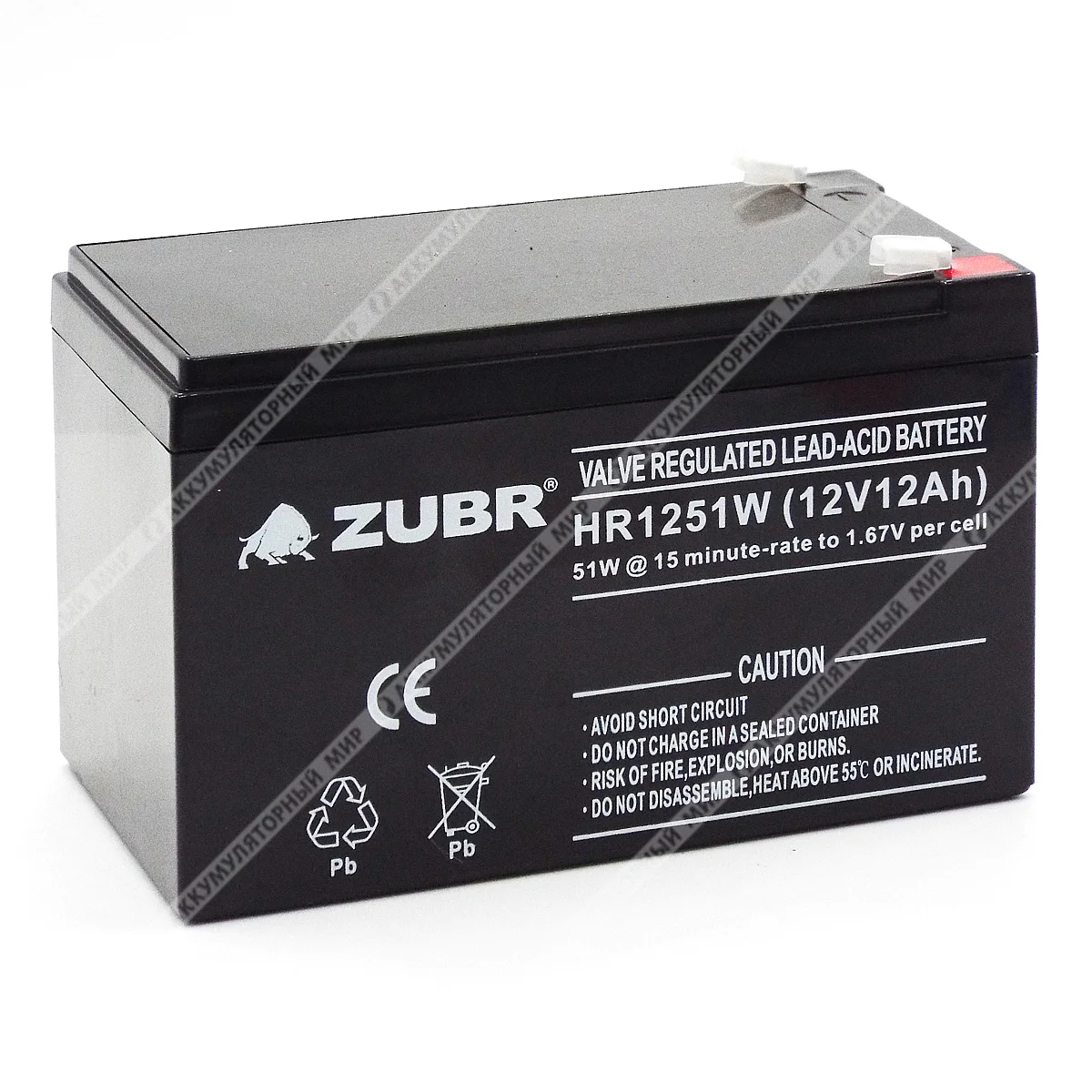 Аккумулятор ZUBR HR1251W (12V12Ah) универсальный Фото 1