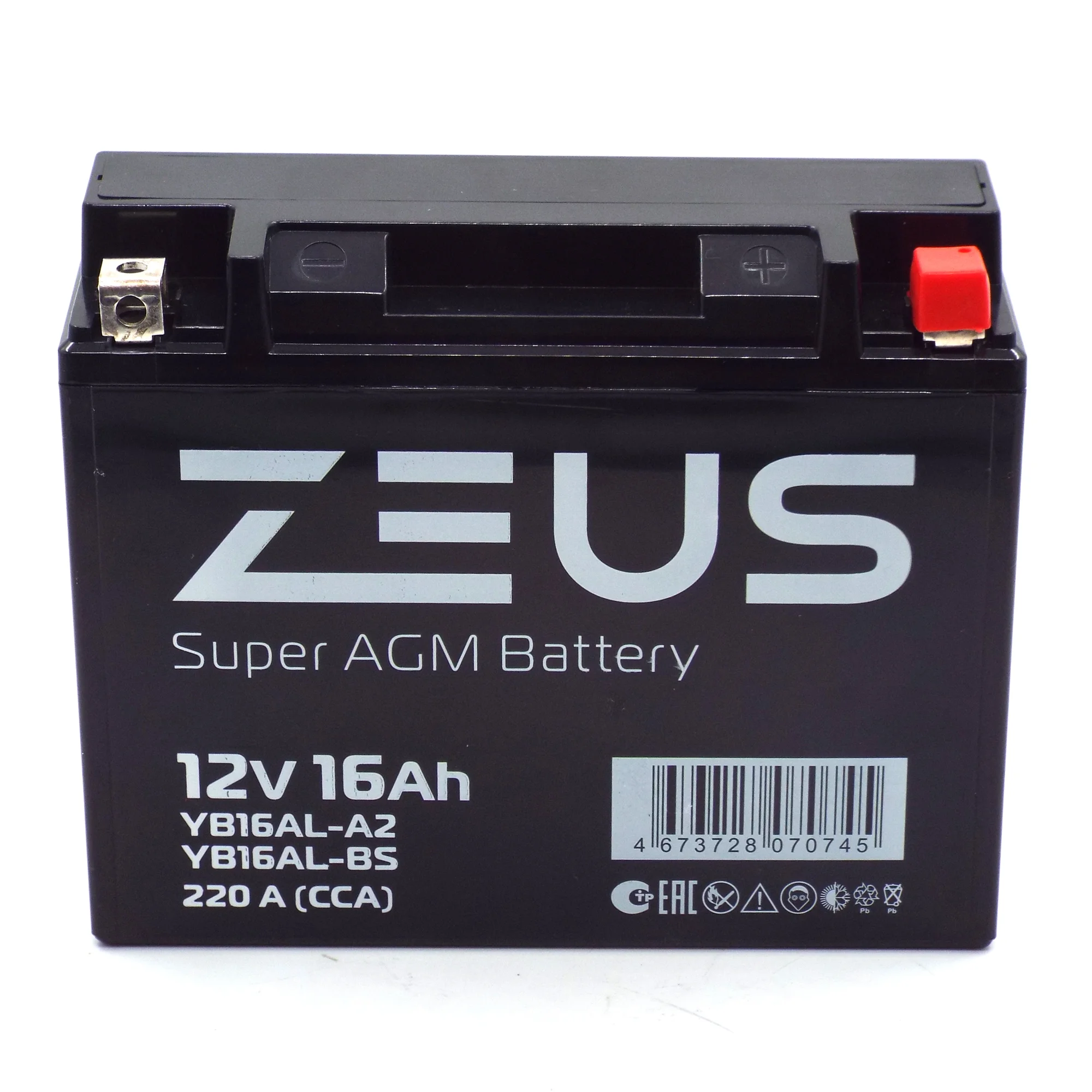 Аккумулятор ZEUS SUPER AGM 16 Ач о.п. (YВ16AL-A2) Фото 1