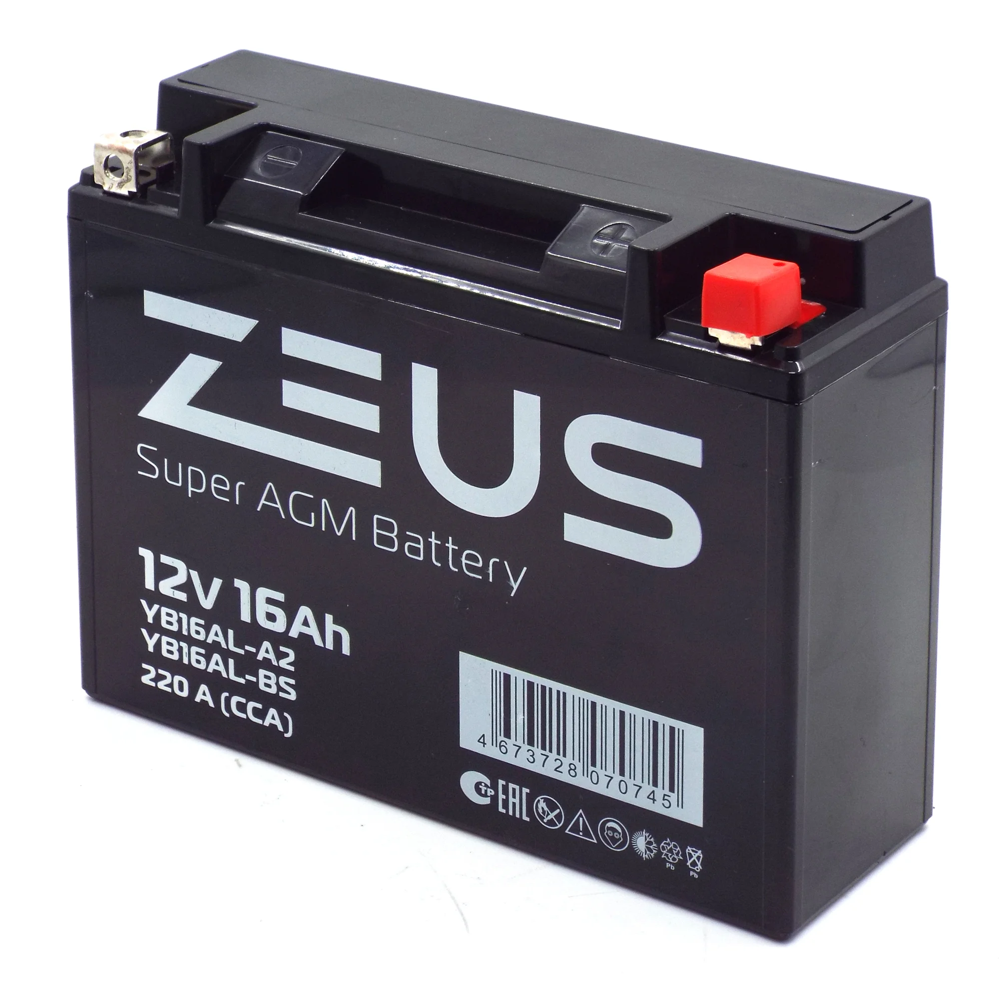 Аккумулятор ZEUS SUPER AGM 16 Ач о.п. (YВ16AL-A2) Фото 1