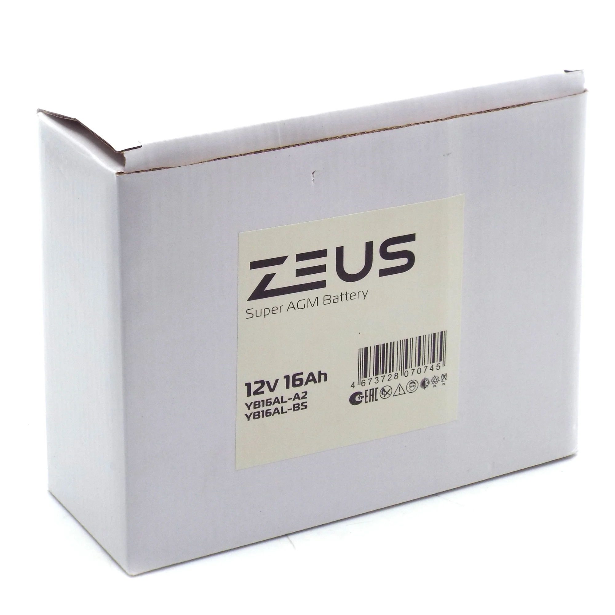 Аккумулятор ZEUS SUPER AGM 16 Ач о.п. (YВ16AL-A2) Фото 1
