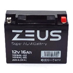Аккумулятор ZEUS SUPER AGM 16 Ач о.п. (YВ16AL-A2) Фото 1