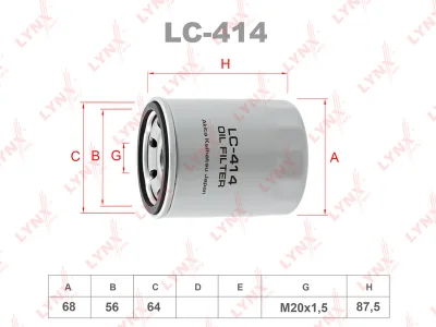 Фильтр масляный LYNX LC-414 (W610/3, GB-1072, SM104) MITSUBISHI / HAVAL / JAC Фото 1