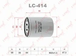 Фильтр масляный LYNX LC-414 (W610/3, GB-1072, SM104) MITSUBISHI / HAVAL / JAC Фото 1