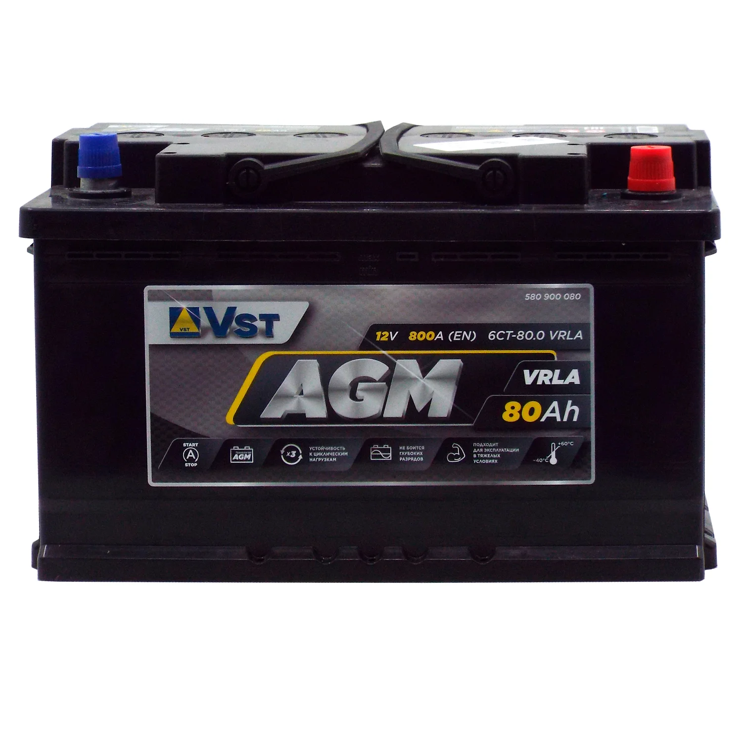 Аккумулятор VST AGM 80 Ач о.п. Фото 1