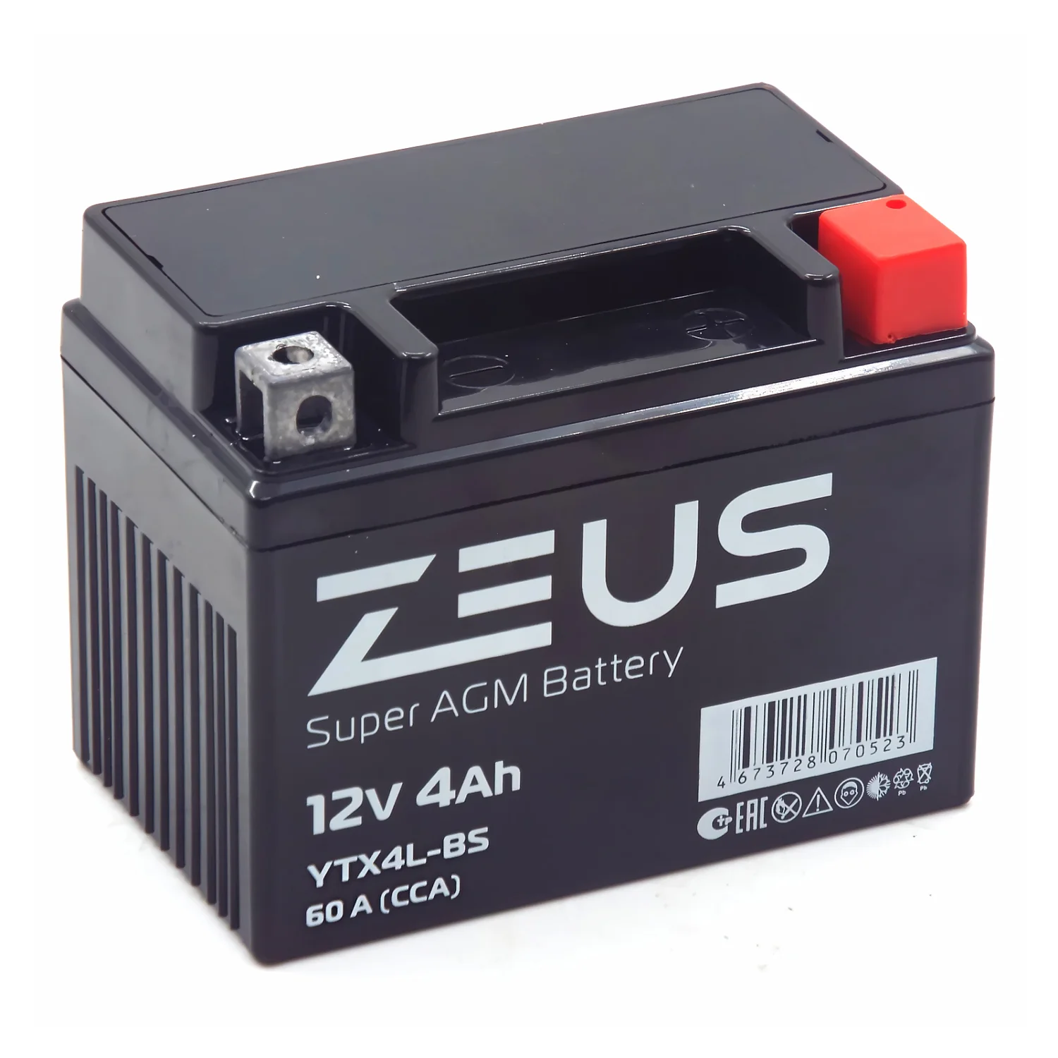 Аккумулятор ZEUS SUPER AGM 4 Ач о.п. (YTX4L-BS) РАСПРОДАЖА