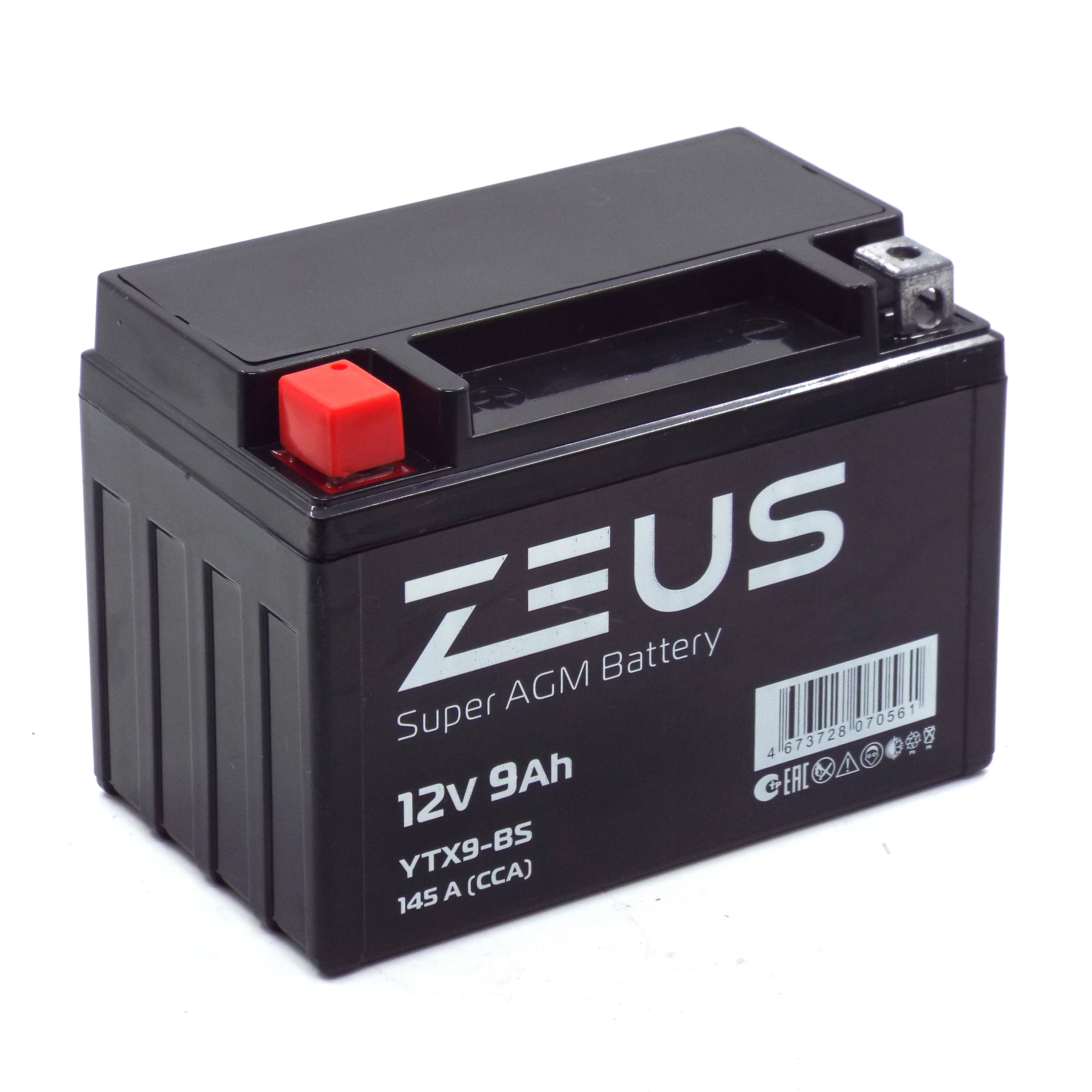 Аккумулятор ZEUS SUPER AGM 9 Ач п.п. (YTX9-BS)