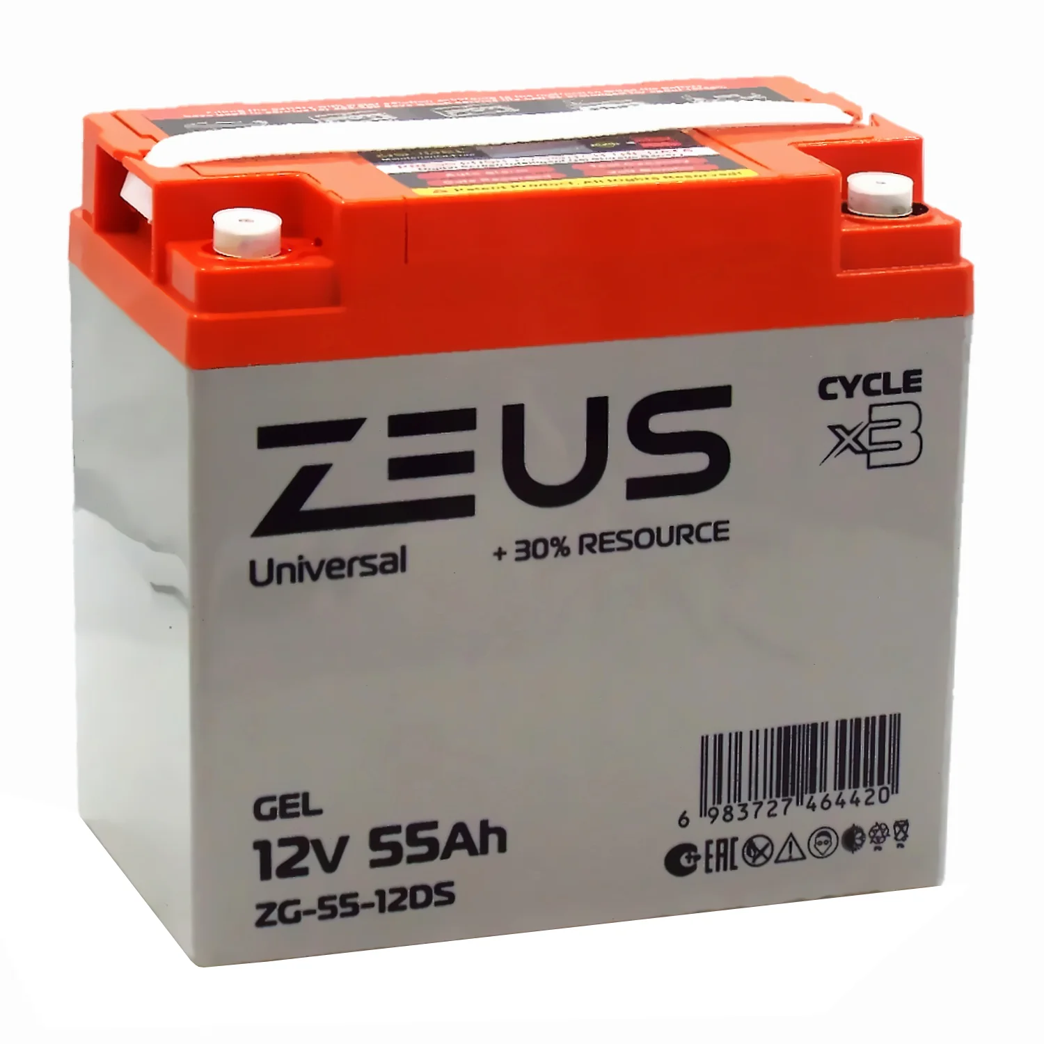 Аккумулятор ZEUS ZG-55-12DS GEL (12V55Ah) универсальный Фото 1