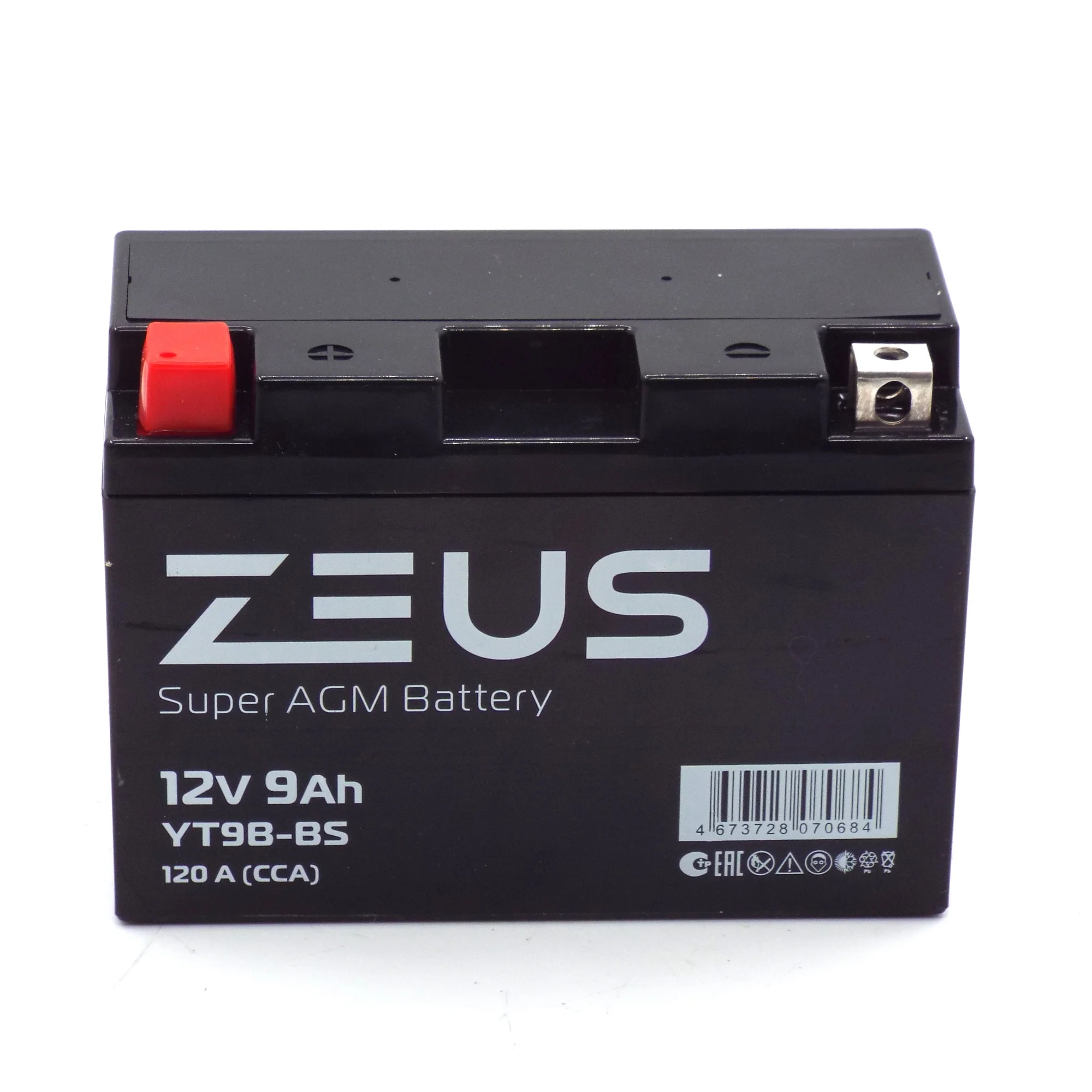 Аккумулятор ZEUS SUPER AGM 9 Ач п.п. (YT9B-BS) Фото 1
