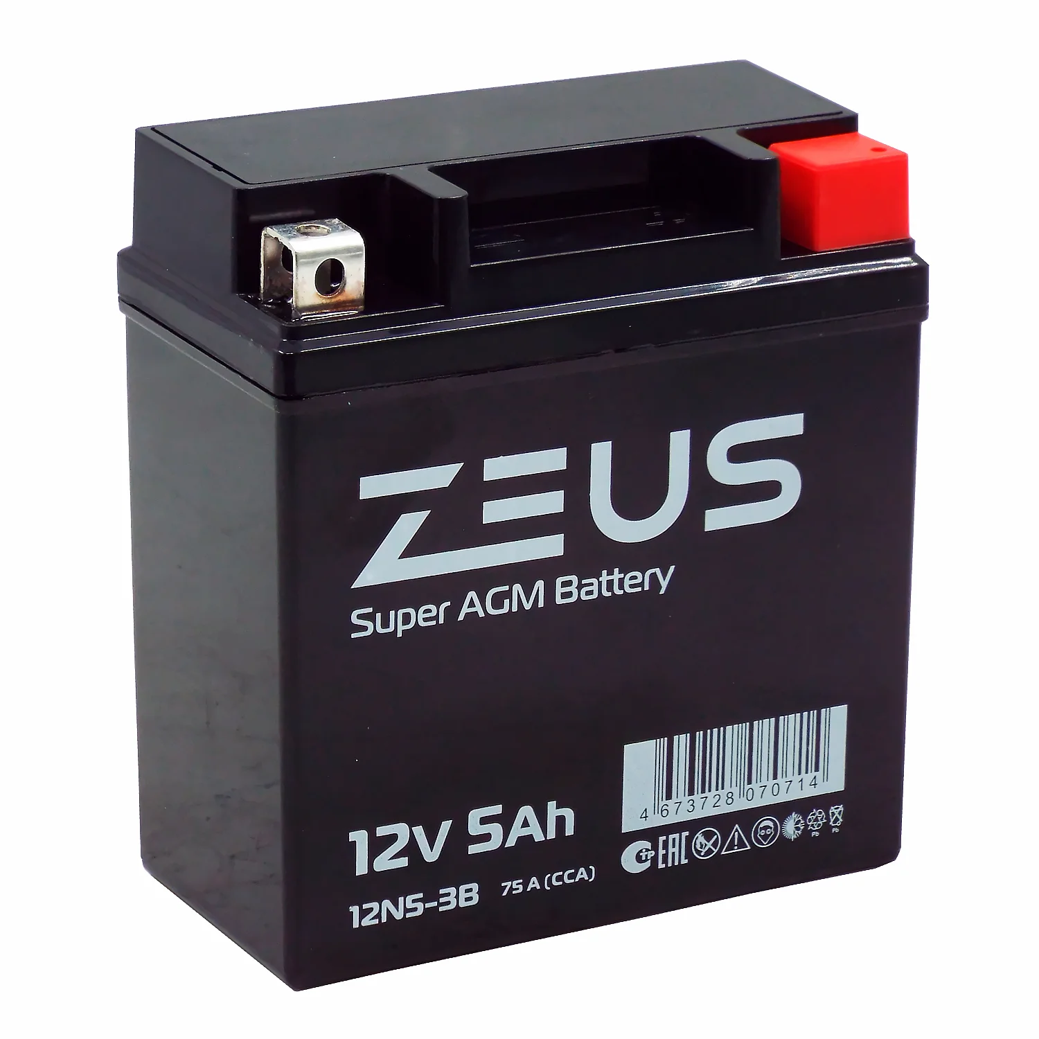 Аккумулятор ZEUS SUPER AGM 5 Ач о.п. (12N5-3B)