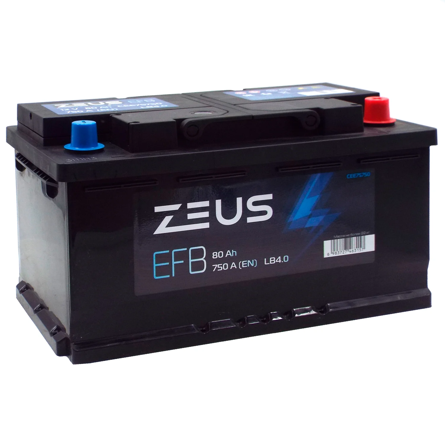 Аккумулятор ZEUS EFB LB4 80 Ач о.п. УЦЕНКА