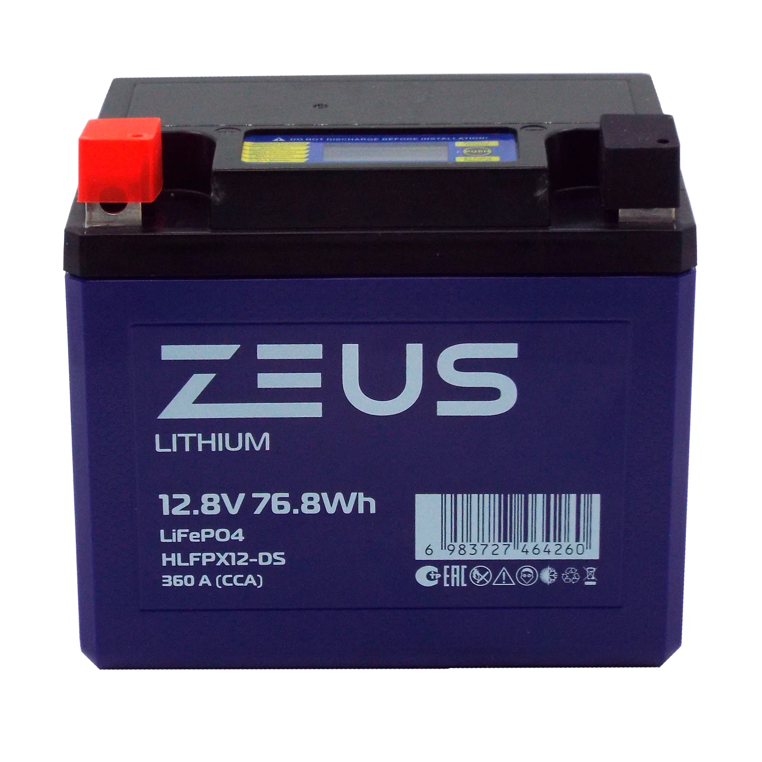 Аккумулятор ZEUS LITHIUM HLFPX12-DS 76.8Wh 6 Ач п.п. (тип YTX12-BS) Фото 1