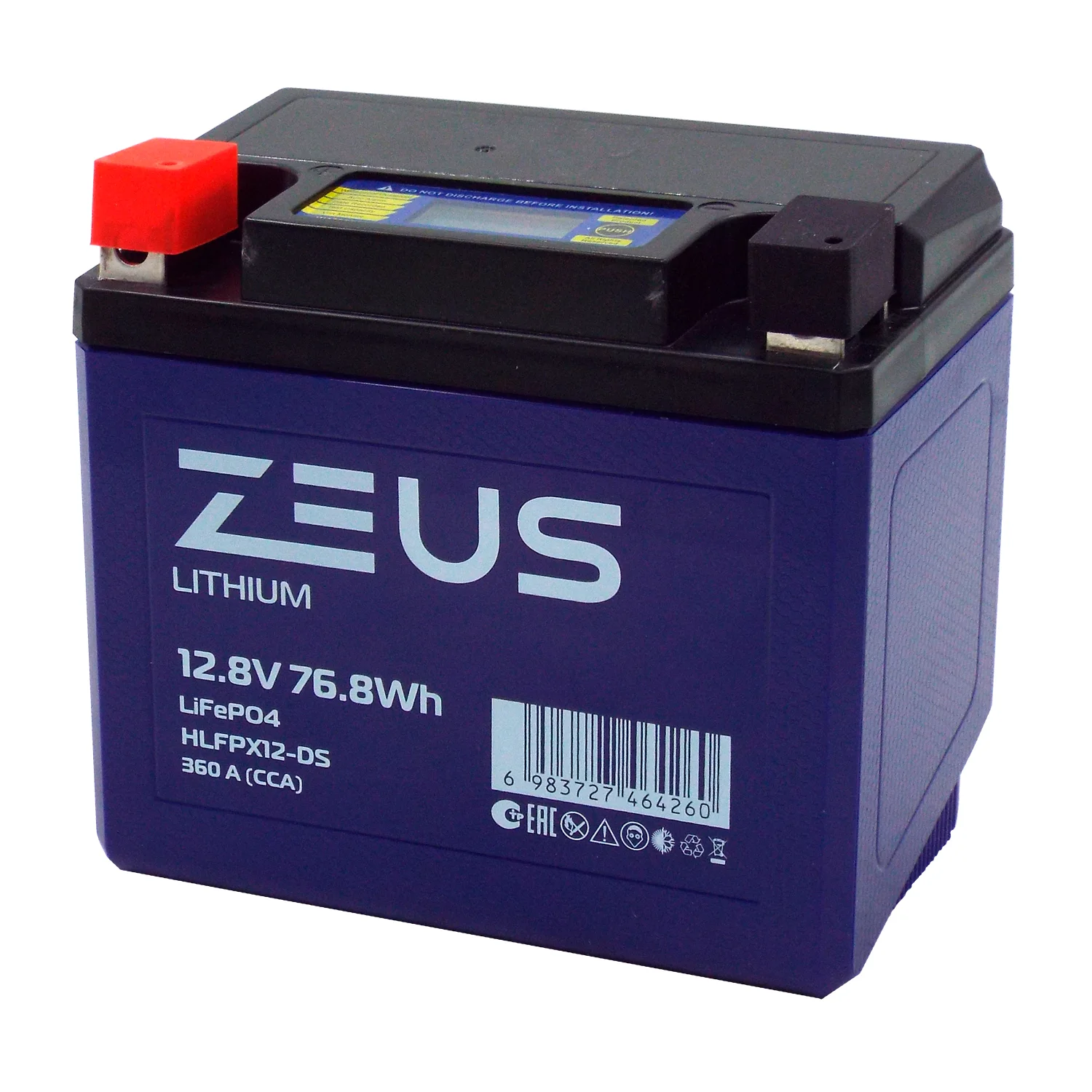 Аккумулятор ZEUS LITHIUM HLFPX12-DS 76.8Wh 6 Ач п.п. (тип YTX12-BS) Фото 1