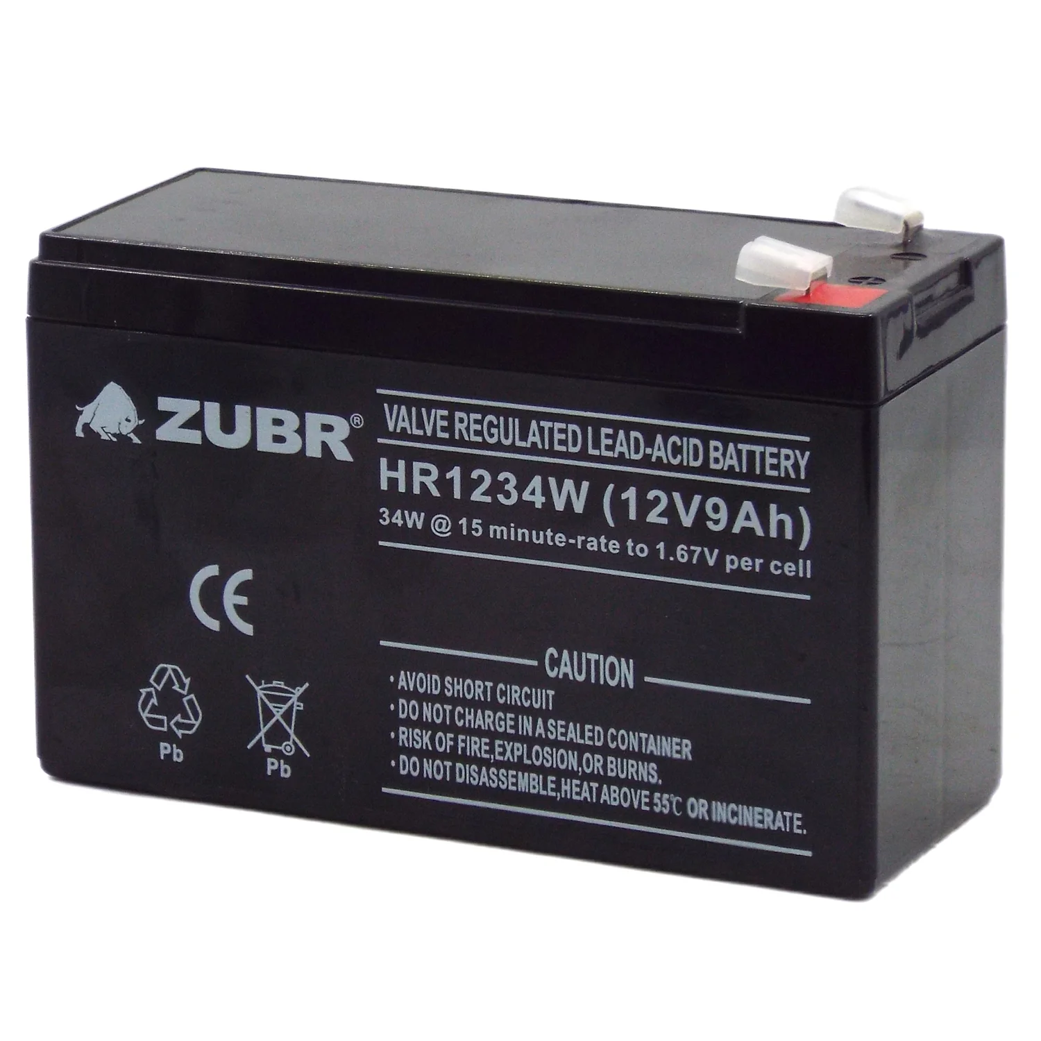 Аккумулятор ZUBR HR1234W (12V9Ah) универсальный Фото 1