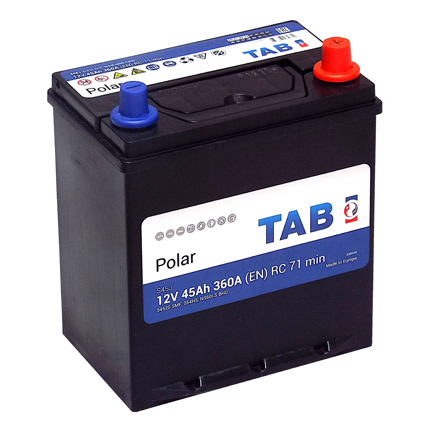 Аккумулятор TAB Роlar S45J Asia 45 Ач о.п. Фото 1